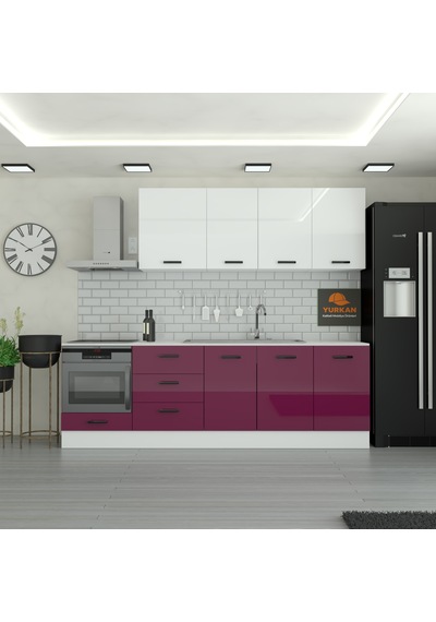 255 Cm Mutfak Dolabı Mdf Kapak Tezgah Dahil Yrkn255 102 Mürdüm