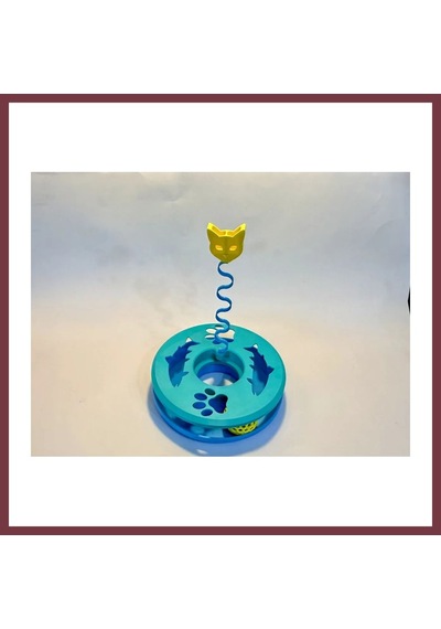 Storeşahin 3d Baskı Kedi Ödül Bulmacası Yaylı Kedi Başlı Zeka Oyuncağı Kedi Nanesi Bölmeli Turkuaz Sarı Shn0720