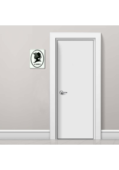 Decorıta Cam Wc Yönlendirme Levhası 2'Li Beyaz Retro Ladies-Gents