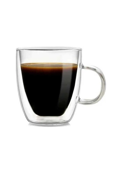 Çift Katmanlı Cam Bardak Kulplu 250 Ml Şeffaf