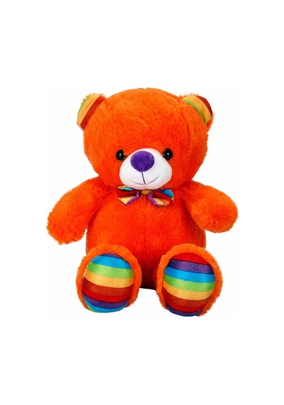 Mey İthalat Oturan Kurdeleli Renkli Peluş Ayı 30 Cm Mavi
