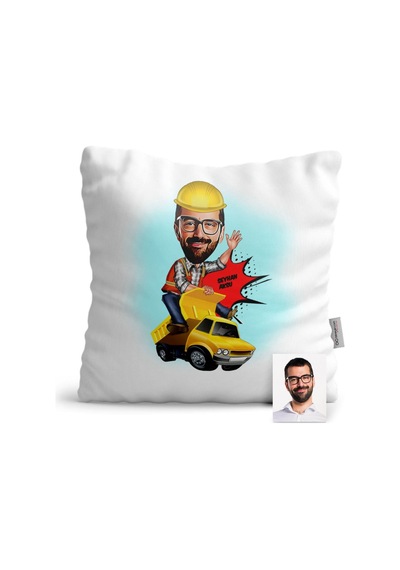Kişiye Özel Bay Yol Mühendisi Karikatür Saten Yastık - 1