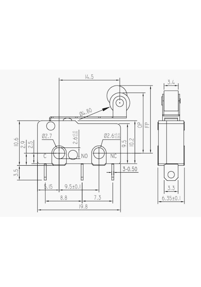 25 ADET IC-168 Micro Switch Lehim Bacak Makaralı 5A 250V