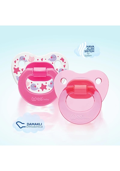 438 Wee Baby B 2'li Damaklı Emzik No:2 Pembe 4 Adet