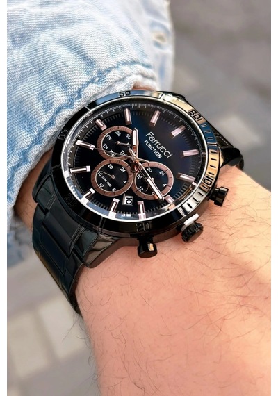 Ferrucci Fc-32520 Siyah Renk Fonksiyonları Aktif Çelik Erkek Kol Saati Kasa Çap 43mm