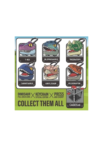 Kafeste T-rex Mini Dinozor Arabası Anahtarlık Oyuncak Çek Bırak Dinozor