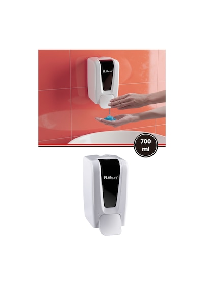 Flosoft F248 Manuel Gagalı Sıvı Sabun Dispenseri, 700 Ml Banyo Mutfak Duvara Monte Sabunluk Beyaz