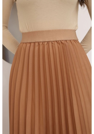 Lodmela Beli Lastikli Piliseli Etek 6017-taba Taba