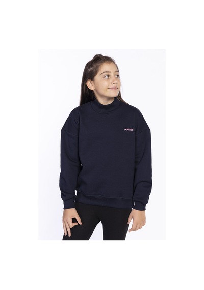 Toontoy Kız Çocuk İçi Pamuklu Sweatshirt Lacivert