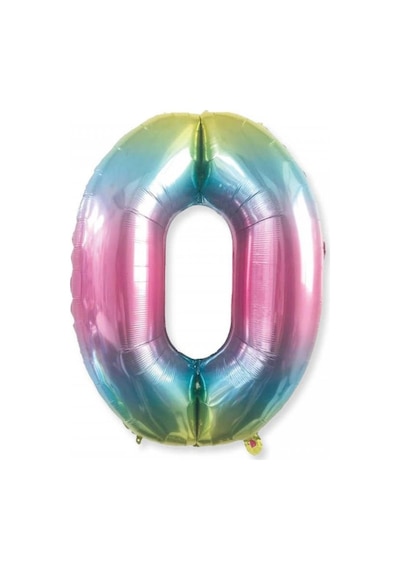 0 Rakam Rengarenk Folyo Balon 40 inç 100 cm