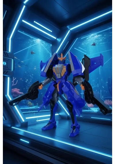Miniso Lisanslı Dragon Force 3 Aqua Sharkbot Oyuncak Dönüşebilir 37 Cm