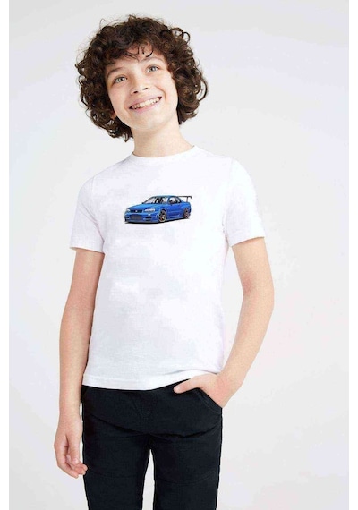 Tshirthane Nissan Skyline R34 Gt R Baskılı Unisex Çocuk Beyaz Tshirt