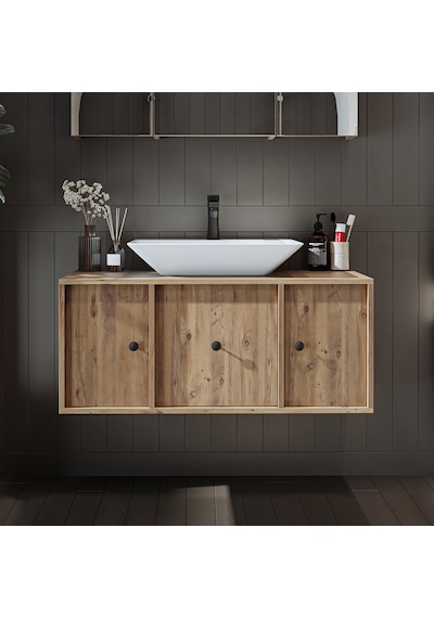Gusto Ayaksız Lavabolu Mdf 105 Cm Çekmeceli Banyo Dolabı Atlantik Atlantik Çam