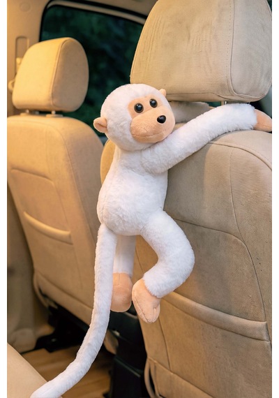 Beyaz Elleri Yapışabilen Maymun Peluş Oyuncak