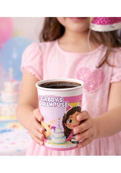 Gabby S Dollhouse Temalı 8-9 Oz Karton Parti Bardağı - Doğum Günü Malzemeleri 10 Adet Diğer