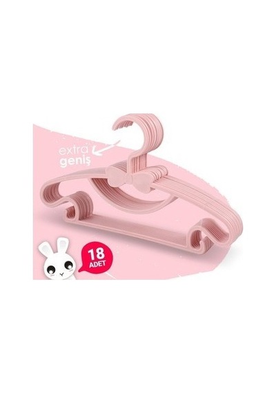 Morpanya Sweet 18 Adet Bebek Elbise Askısı 30 Cm Fiyonklu Kelebek Pembe