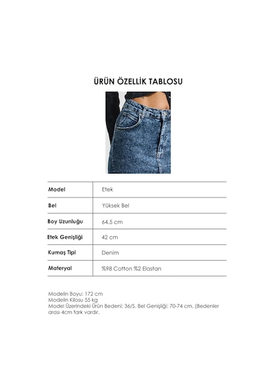 Itsbasic Kadın Snow Kot Rengi Erica Midi Boy Yüksek Bel Yırtmaçlı Jean Etek
