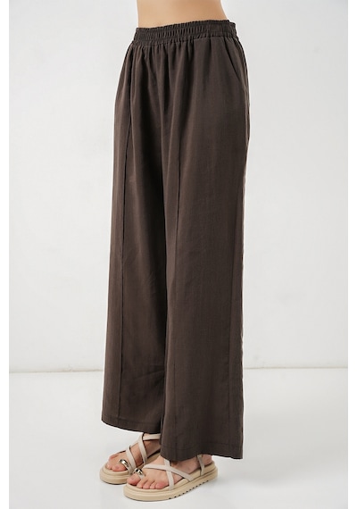 Bigdart Kadın Beli Lastikli Bol Paça Pantolon 30087 - A.kahve