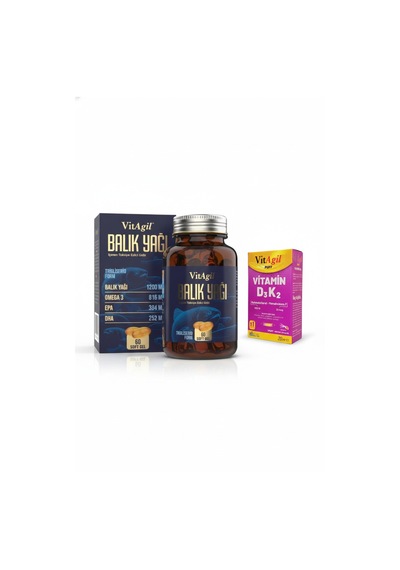 Vitagil Omega 3 1200 Balık Yağı 60 Softgel Ve Vitagil Puff Vitamin D3k2 Sprey 20 Ml 2 Li Set