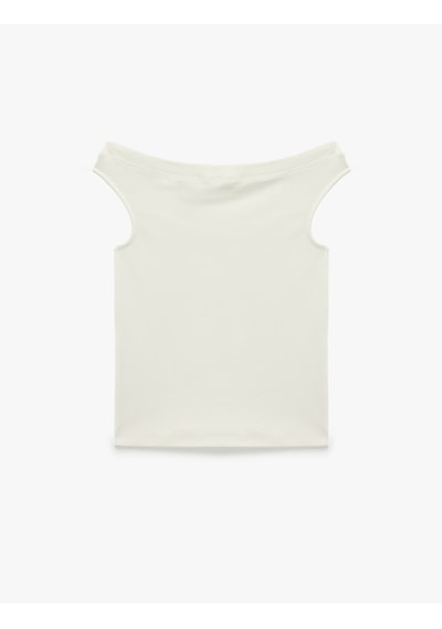 Koton Asimetrik Yaka Slim Fit Pamuklu Kolsuz Bluz Ekru 6sal30278ık