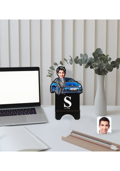 Kişiye Özel Plakalı Erkek Volkswagen Scirocco Karikatürlü Ahşap B