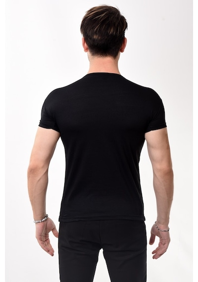 V Yaka Basic Slim Fit Erkek Tişört T-Shirt 10 Renk