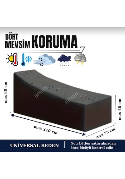 Siyah Şezlong Koruma Örtüsü, Koruyucu Kılıf, Su Geçirmez, Güneşten Korur, Toz Ve Kir Önleyici Branda Siyah
