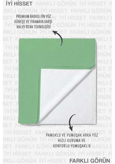 Köpek Figürlü Çocuk Plaj Havlusu - Sevimli Minimalist Yeşil Çocuk Hızlı Kuruyan Mikrofiber Havlu Kumlu İncir