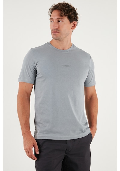 Buratti Pamuklu Baskılı Regular Fit Bisiklet Yaka Erkek T Shirt 59020205 Açık Gri