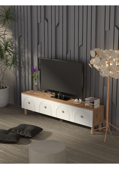 Bohem Tarz 180 Cm 4 Kapaklı Mdf Kapak Tv Ünitesi Model 2