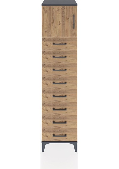 Hyperion Dolap Tek Raflı 8 Çekmeceli Tek Kapaklı 44x44x182 An... Antrasit