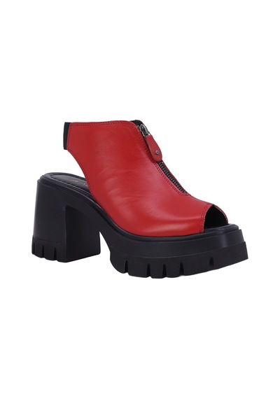 Albishoes Albini 2610911 Hakiki Deri Kadın Topuklu Sandalet Kırmızı