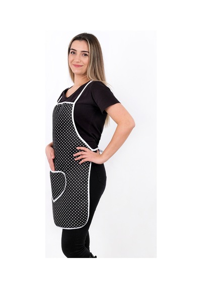 Trendy Sıvı Su Geçirmez Mutfak Önlüğü Siyah Puantiye