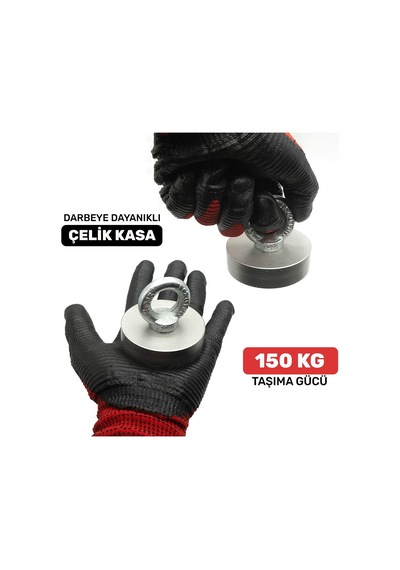 Ø70 mm Deniz Mıknatısı - Kancalı Kurtarma Mıknatısı - 150 kg Taşıma Gücü