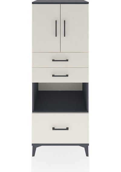 Hyperion Dolap 3 Raflı 3 Çekmeceli 2 Kapaklı 60x44x163 Antrasit-aytaşı Antrasit