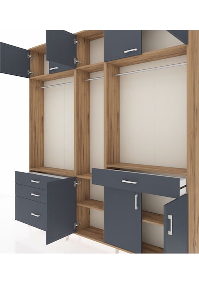 Arges Dolap 8 Raflı 4 Çekmeceli 3 Askılı 220x30x243 Çam-antrasit/antrasit Antrasıt/antrasıt Arges Dolap 8 Raflı 4 Çekmeceli 3 Askılı 220x30x243 Çam-antrasit/antrasit Antrasıt/antrasıt