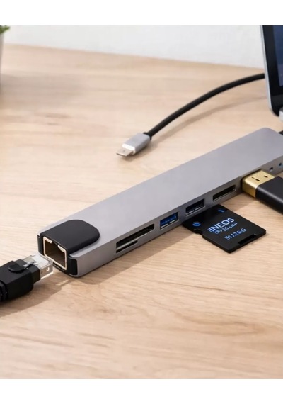 Çok Fonksiyonlu Type C Hub Usb Hdmı Ethernet Kart Okuyucu