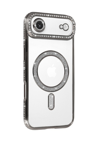 Apple Uyumlu iPhone 17 Air Uyumlu Joke Simli Magneticsafe Kılıf - Gümüş