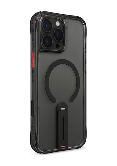 Apple Uyumlu iPhone 16 Pro Kılıf Magsafe Şarj Özellikli 360 Derece Dönebilen Standlı Skinarma Helix Kapak Siyah
