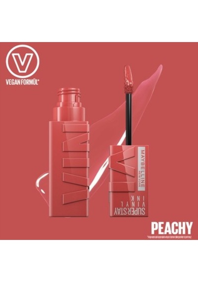 Maybelline New York Super Stay Vinyl Ink Uzun Süre Kalıcı Şeftali Tonlu Likit Parlak Ruj 15 00