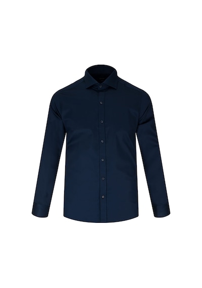 Hatemoğlu Lacivert Slim Fit Açık İtalyan Yaka Pamuklu Saten Uzun Kollu Gömlek Hatemoğlu Lacivert Slim Fit Açık İtalyan Yaka Pamuklu Saten Uzun Kollu Gömlek