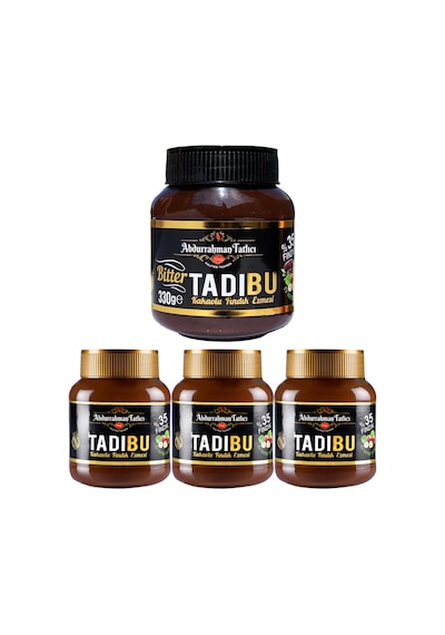 Abdurrahman Tatlıcı Tadıbu Bitterli Fındık Ezmesi + Kakaolu Fındık Ezmesi 4 x 330 G