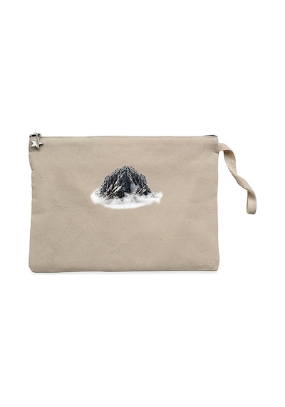 Snow Mountain Landscape Krem Clutch Astarlı Cüzdan / El Çantası Krem