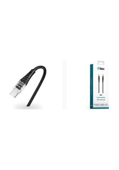 Ttec-extremecable Ekstra Dayanıklı Transparan Usb-c Usb-c 60w Pd/qc 120cm Hızlı Şarj/data Kablosu , Siyah