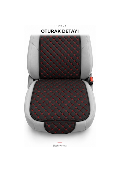 Citroen C4 2011-2018 Kapitone 7'li Terletmez Kumaş Koltuk Minderi Siyah Kırmızı