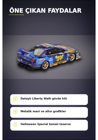 Halloween Temalı 1/64 Nissan S15 Silvia Diecast Model Araba, Koleksiyonluk Parça Bx-313404