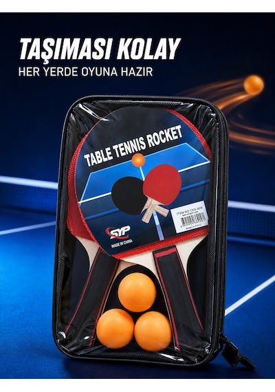 Ckspor 2 Li Masa Tenisi Raketi Seti 3 Top Ve Fermuarlı Taşıma Çantalı Ping Pong Seti