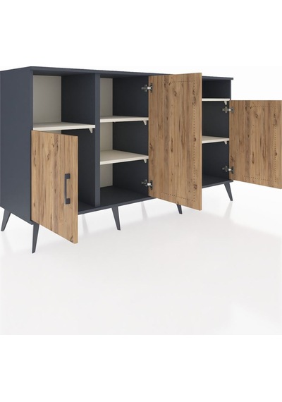 Kronos Konsol 5 Raflı 4 Kapaklı 176x59x99 Antrasit-çam/aytaşı Atlas Çam/aytası - Antrasıt