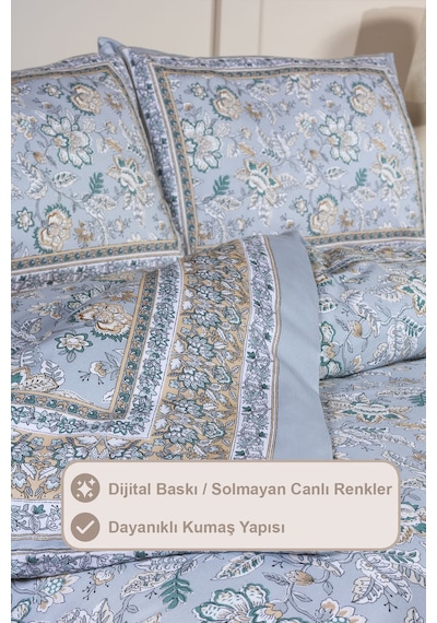 Elart Poem Nevresim Takımı King Size Battal Boy Digital Baskılı %100 Pamuk Saten 240x220 Cm Bej Bej