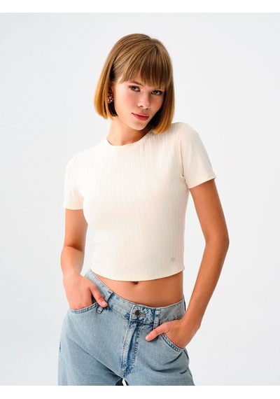 LOFT Fitted Kadın Tshirt K.kol Lf2034945 Q1.v1 Ekru